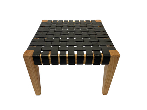 Petit Woven Leather Side Table